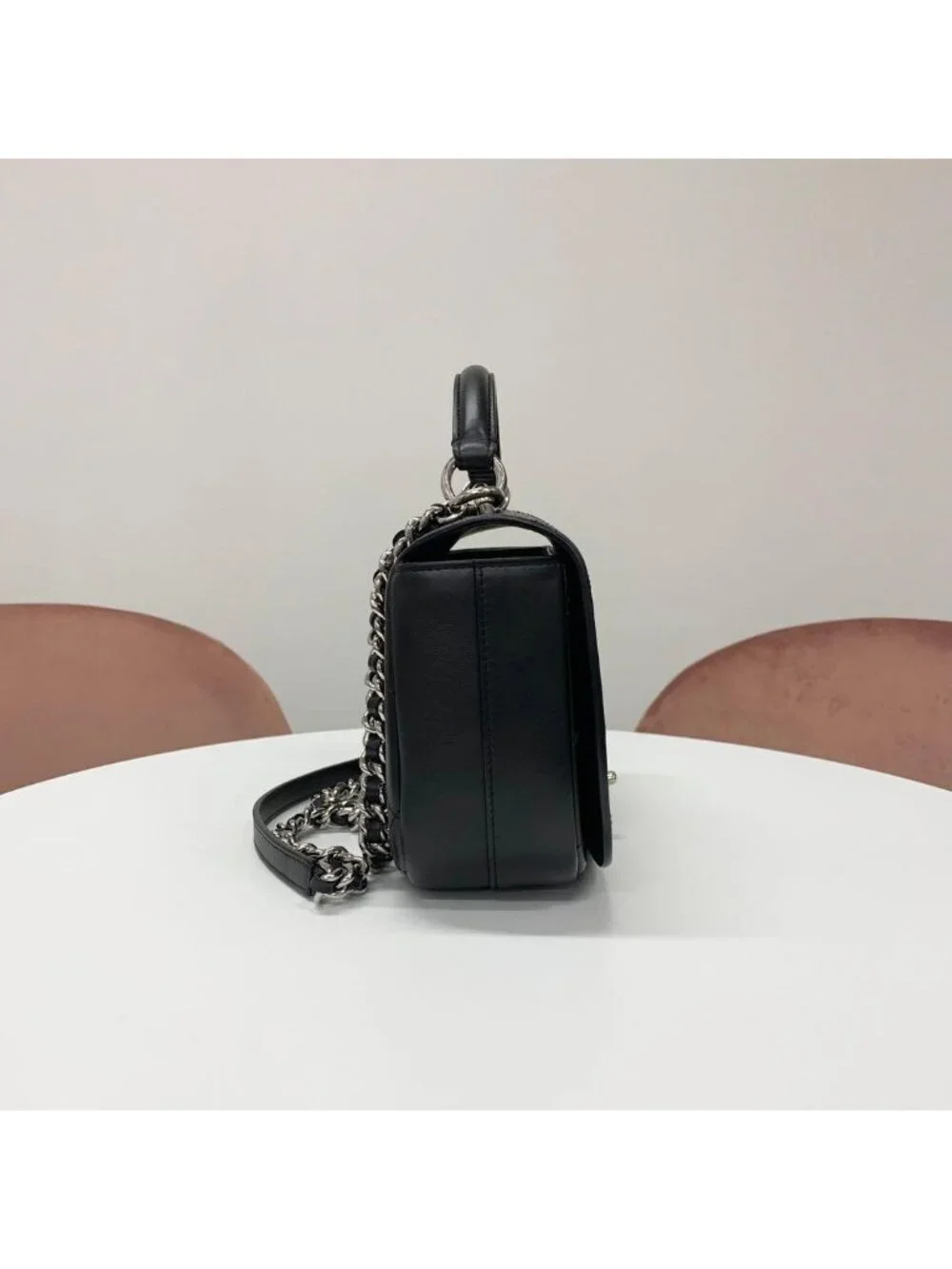 Chanel Quilted CC Logo Calfskin Top Handle